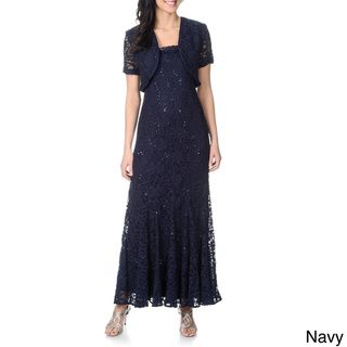 R & M Richards Women's Lace Overlay Jacket and Evening Gown Set R & M Richards Evening & Formal Dresses