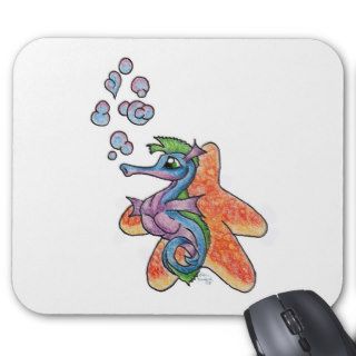 Star Fish Sea Horse Cute Cartoon Art Design Kids Mouse Mat