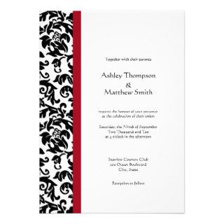 Red and Black Damask Wedding Invitations