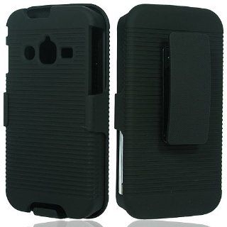 Black Hard Soft Gel Dual Layer Holster Cover Case for Samsung Galaxy Rugby Pro SGH I547 Cell Phones & Accessories