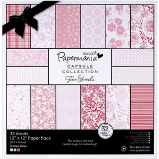 Papermania Parkstone Pink Paper Pack 12"X12" 32/Sheets 32 Designs, 160gsm/60# Cover Wt Paper Packs