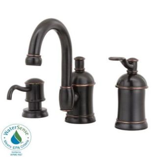Pfister Amherst 8 in. Widespread 1 Handle High Arc Bathroom Faucet in Tuscan Bronze with Soap Dispenser F 049 HA1Y