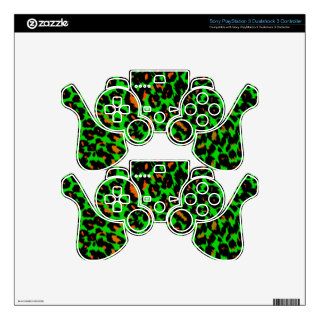 Orange and Green Leopard Spot Pattern PS3 Controller Skins