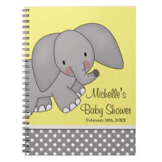 Cute Yellow Elephant Baby Shower Guest Book Notebooks