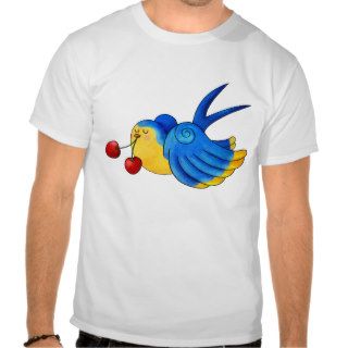 Old School Swallow with Cherry T Shirts