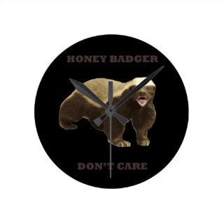 Honey Badger Don't Care On Black Background. Funny Clock