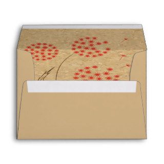Orange dandelion with cork vintage wedding envelope