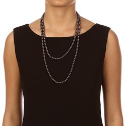 DaVonna Cultured FW Black Pearl 52 inch Endless Necklace (6.5 7mm) DaVonna Pearl Necklaces