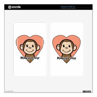 Cute Cartoon Clip Art Smile Monkey Love in Heart Skin For Kindle Fire
