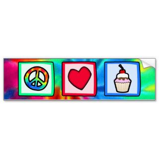 Peace, Love, Cupcakes Bumper Sticker