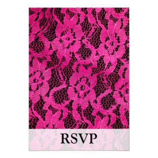 Hot Pink/Black Lace Look Invitations