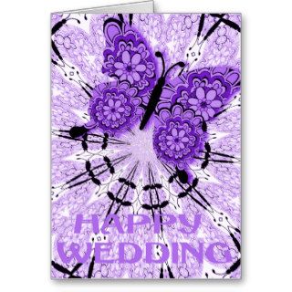 Happy wedding, Butterfly purple Greeting Cards