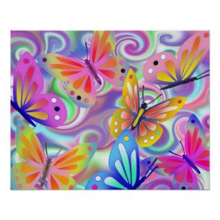 Psychedelic Butterflies Poster