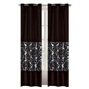 Lavish Home 84 in. Chocolate/Ice Polyester Grommet Curtain Panel (Set of 2) 63 10001 P Bei