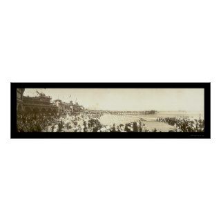 Beach Santa Cruz, CA Photo 1908 Print