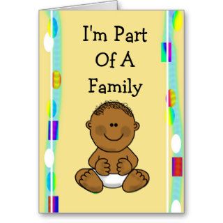 Brown Cartoon Baby Adoption Announcement Card