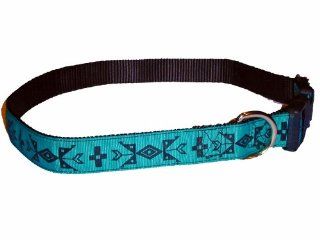 Sandia Pet Products Turquoise Tribal Pattern Medium Dog Collar 