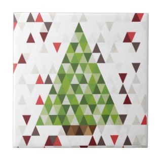 Modern Geometric Christmas Tree Art Ceramic Tile