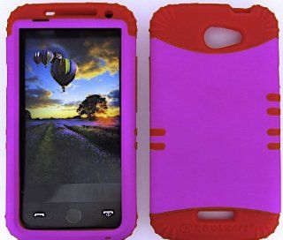 For Htc One X S720e Neon Hot Pink Heavy Duty Case + Red Rubber Skin Accessories Cell Phones & Accessories