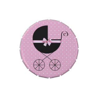 Black Pink Polka Dot Baby Shower Candy Jelly Belly Tin