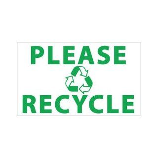NMC BT537 Motivational and Safety Banner, Legend "PLEASE RECYCLE" with Graphic, 60" Length x 36" Height, Vinyl, Green on White Industrial Warning Signs