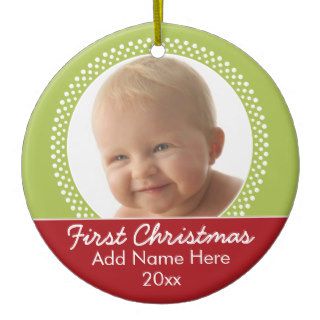 Babys First Christmas Photo Border Ornament