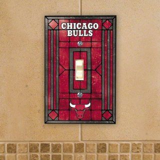 NBA Chicago Bulls Art Glass Switch Plate Cover   Red  Bulls Light Switch  Sports & Outdoors
