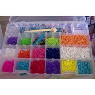 Clear Plastic Storage Organizer Case for Rainbow Loom and Rubber Bands  Adjustable Compartments, No.CAD 124 Toys & Games
