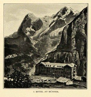1901 Print Hotel Murren Switzerland Rooms Tourism Mountains Bernese Oberland   Original Halftone Print  