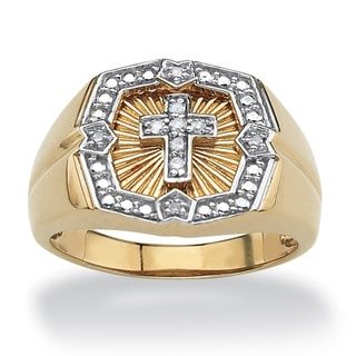 Neno Buscotti Gold/ Silver Men's 1/10ct TDW Diamond Ring (H I, I2 I3) Palm Beach Jewelry Men's Wedding Bands
