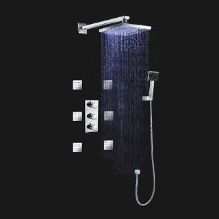 Luxury 16 inch Rainfall Square Shower Head +Valve Bathroom Wall Mount Double function Shower Faucet Set, Chrome G 745   Bathtub And Showerhead Faucet Systems  