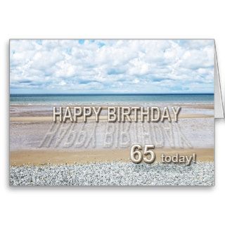 Beach scene 65th birthday card with 3D letters