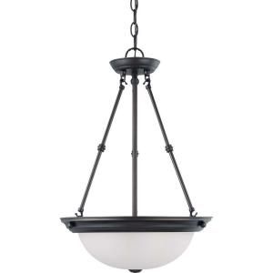 Glomar 3 Light Pendant with Frosted White Glass Finished in Mahogany Bronze Bronze HD 3152
