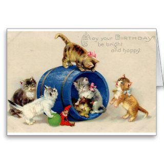 Victorian Kittens Birthday Card