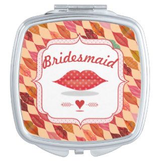 Funky Mrs. Lips Bridesmaid Mirrored Compact Travel Mirror