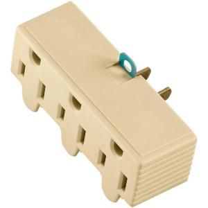 Cooper Wiring Devices 15 Amp 125 Volt 3 Outlet Grounding Adapter with Lug   Ivory 1219V BOX