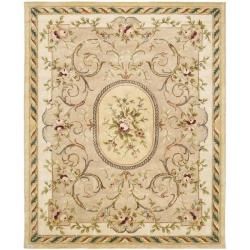 Handmade Aubusson Beige Hand spun Wool Rug (9'6 x 13'6) Safavieh 7x9   10x14 Rugs