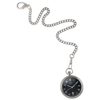 Gino Franco Men's Round Stainless Steel Black Dial Pocket Watch Men's Gino Franco Watches
