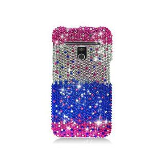 LG Esteem MS910 Revolution VS910 Bling Gem Jeweled Jewel Crystal Diamond Pink Blue Waterfall Cover Case Cell Phones & Accessories