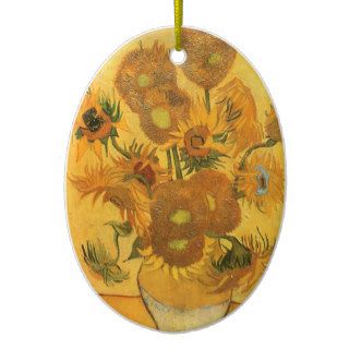 2 different Vintage Sunflowers by Vincent van Gogh Christmas Tree Ornaments