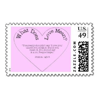 Funny Cute Pink Heart What Does Love Mean Stamps