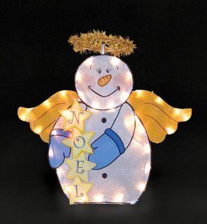 24" Snowman Angel With Noel Sign Lighted Gel Christmas Yard Art   Decorative Signs