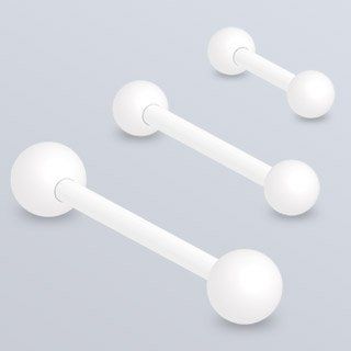 White Matte Plating Over 316L Surgical Steel Barbell  14G (1.6mm), 12mm Length, 4mm Ball Size   Sold As A Pair Body Piercing Barbells Jewelry