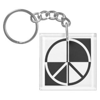 Peace Symbol Black And White Square Acrylic Key Chains