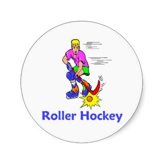 Roller Hockey Round Stickers