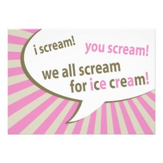 i scream you scream we all scream for ice cream invites
