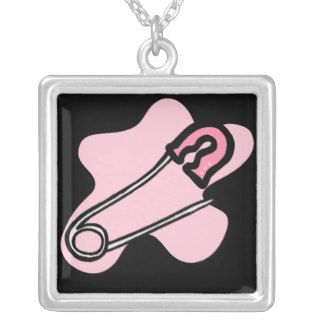 Pink Diaper Pin Necklaces