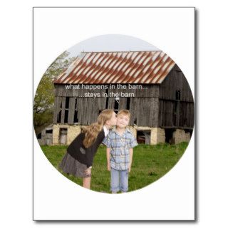 what happens in the barn stays in the barn postcard