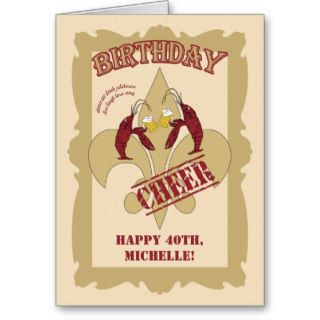 Vintage Style Crawfish Fleur de Lis Birthday Card