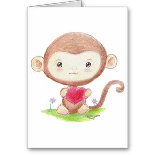Cute Monkey V Day Card
